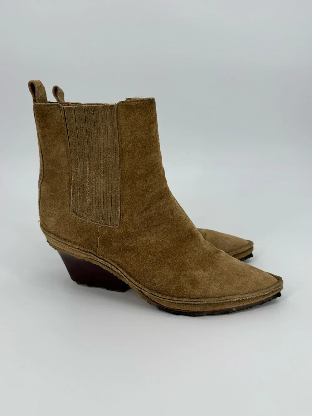 Tory Burch Lila Suede Western Chelsea Bootie | Tan | 9.5M